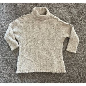 Free People Alpaca Mock Neck Oversized Sweater Medium Beige
